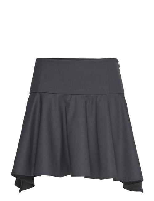 Mango Wool Mini-Skirt With Asymmetrical Hem Mango Grey