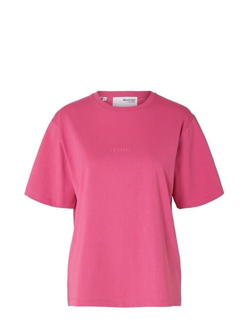 Se Selected Femme Slflisa Hankie Ss O-Neck Tee Selected Femme Pink ved Booztlet