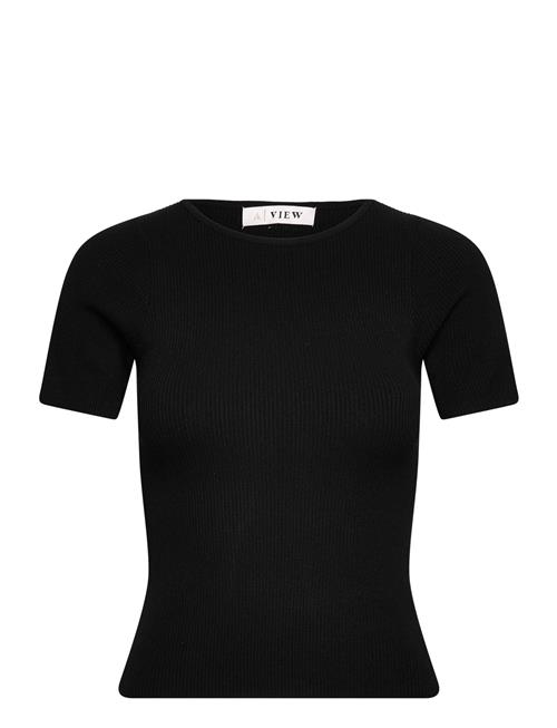 A-View Rib Knit Short Sleeve Top A-View Black