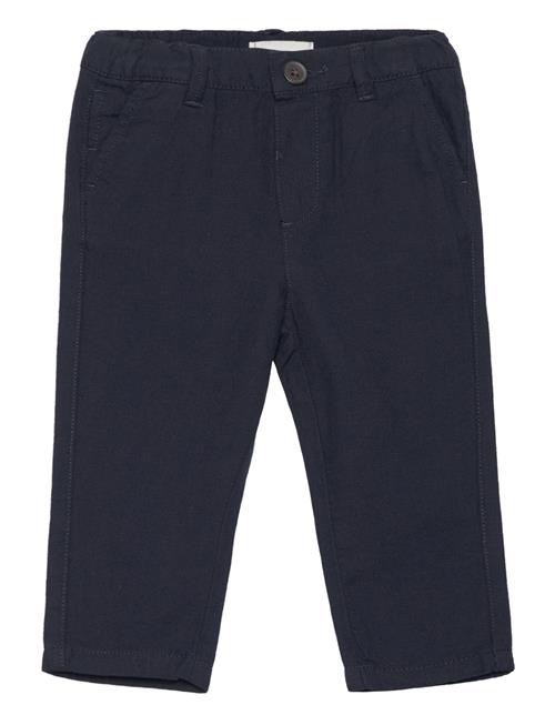 Se Mango Straight Linen-Blend Trousers Mango Navy ved Booztlet