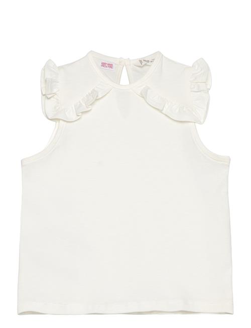 Se Mango Frills Cotton T-Shirt Mango White ved Booztlet