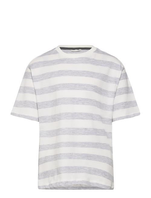 Mango Printed Striped T-Shirt Mango Grey