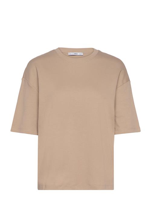 Se Mango Over Cotton T-Shirt Mango Beige ved Booztlet