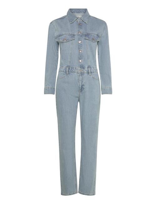 Denim Jumpsuit Buttons Mango Blue