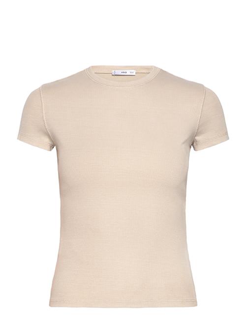 Mango Washed Ribbed T-Shirt Mango Brown