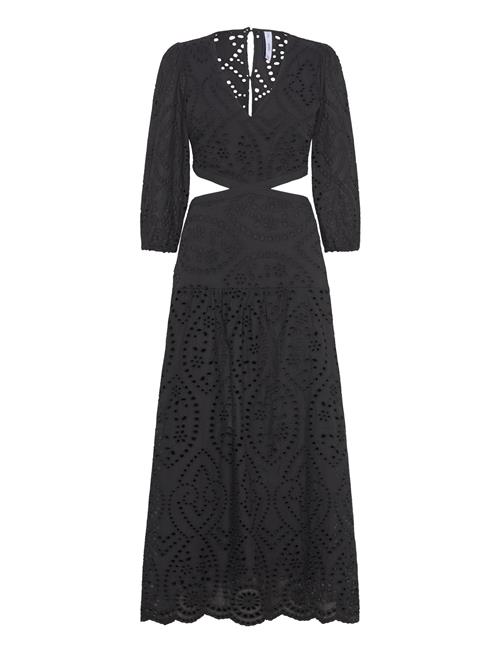 Mango Embroidered Dress With Slits Mango Black