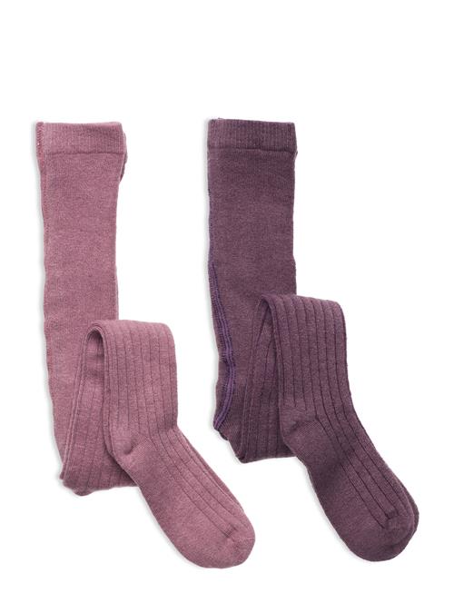 Minymo Wool Stocking - Rib 2-Pack Minymo Purple