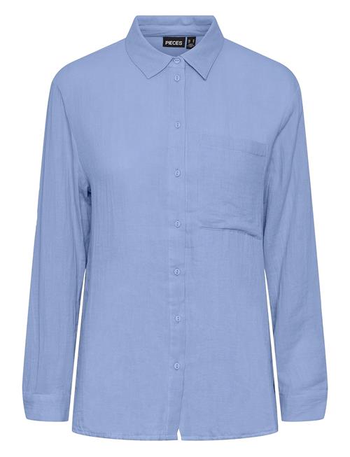 Pieces Pcmastina Ls Relaxed Shirt Pieces Blue