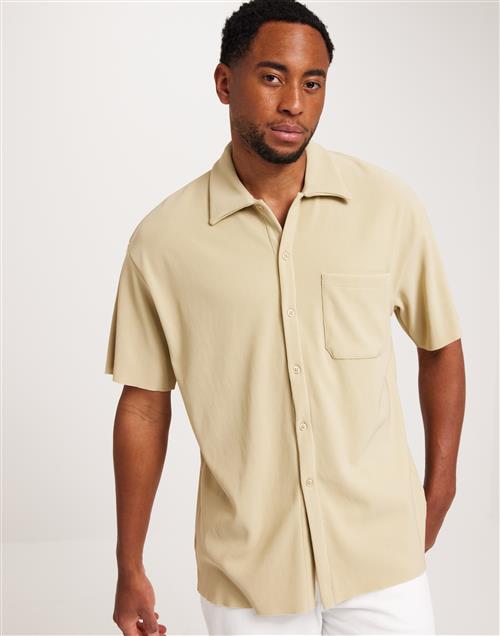 Jack & Jones Jormykonos Plisse Resort Ss Shirt Kortærmede skjorter Beige