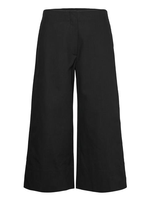 Ganni Cotton Suiting Cropped Wide Pants Ganni Black