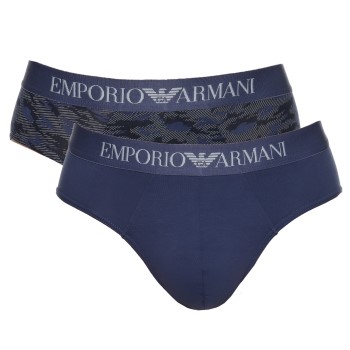 Emporio Armani Armani Cotton Stretch Print Briefs 2P Blå Mønster bomuld Medium Herre