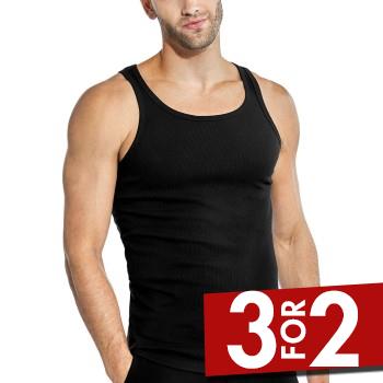 Bread & Boxers Bread and Boxers Ribbed Tank Top 2P Sort økologisk bomuld Small Herre