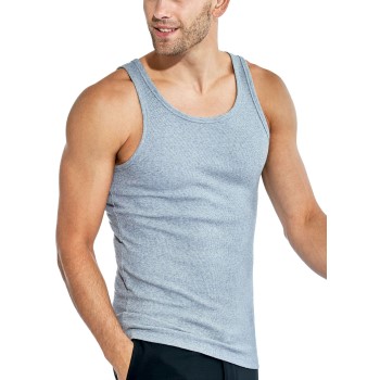 Se Bread & Boxers Bread and Boxers Ribbed Tank Top 2P Grå økologisk bomuld Small Herre ved Timarco