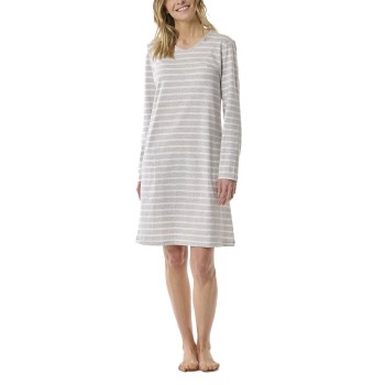 Se Schiesser Women Longsleeve Nightdress Hvid/Grå bomuld 38 Dame ved Timarco