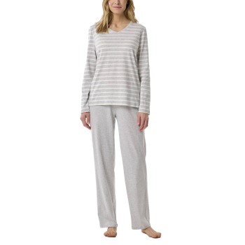 Se Schiesser Women Straight Leg Long Pyjama Hvid/Grå bomuld 40 Dame ved Timarco