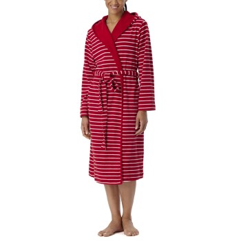 Se Schiesser Women Terry Bathrobe Rød/Hvid Medium Dame ved Timarco