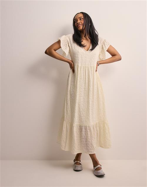 Se Object Collectors Item - Beige - Objvita S/S Long Dress Rep ved Nelly