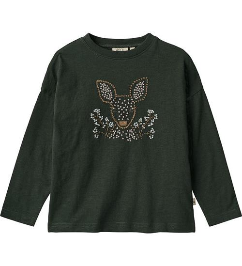 Se Wheat Wheat Bluse - Deer Embroidery - Black Coal ved KidsWorld