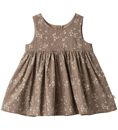 Se Wheat Kjole - Pinafore Wrinkles - Cocoa Brown Flowers ved KidsWorld