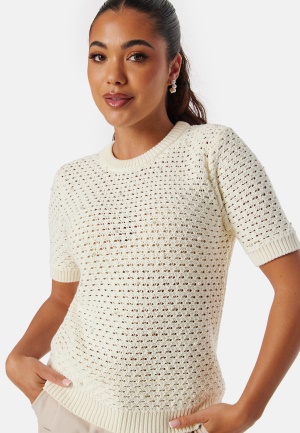 Se SELECTED FEMME Slfpenny SS Knit Top Birch L ved Bubbleroom