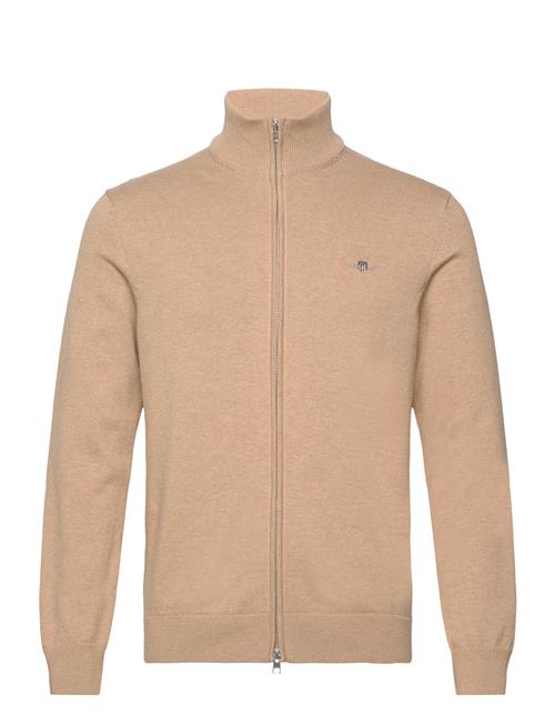 Se GANT Casual Cotton Zip Cardigan GANT Beige ved Booztlet