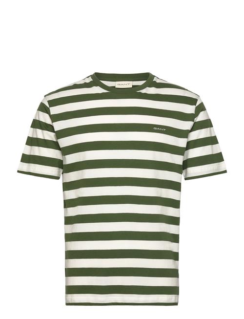 Se GANT Stripe Ss T-Shirt GANT Green ved Booztlet