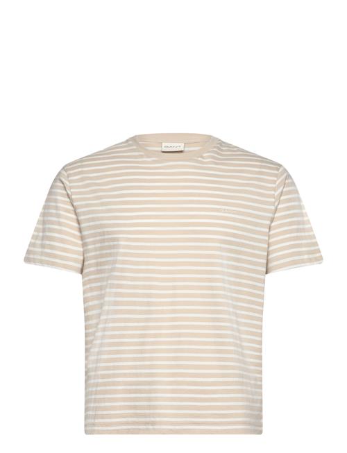 Se GANT Striped T-Shirt GANT Beige ved Booztlet