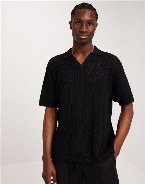 Jack & Jones Jortaormina Knit Ss Polo Ln Kortærmede poloer Black