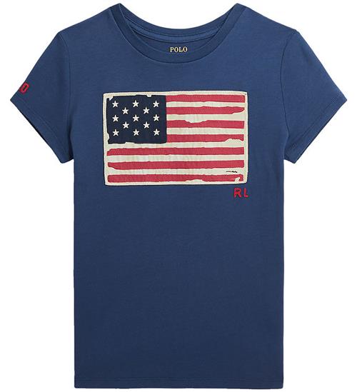 Se Polo Ralph Lauren Polo Ralph Lauren T-shirt - Rustic Navy m. Flag ved KidsWorld