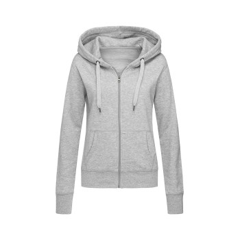 Se Stedman Active Hooded Sweatjacket For Women Gråmelerad Small Dame ved Timarco