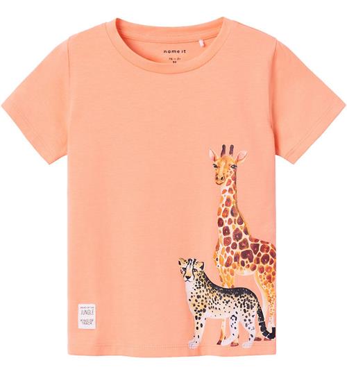 Se Name It Name It T-shirt - NmmJaso - Papaya Punch m. Dyr ved KidsWorld