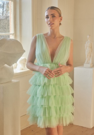 Se Andrea Norrman X Bubbleroom Andrea Tulle Mini Dress Light green 38 ved Bubbleroom