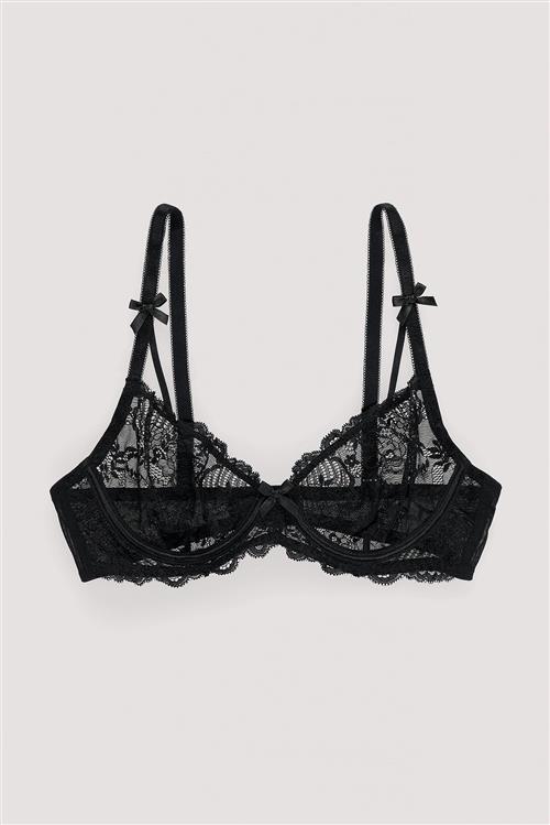 NA-KD Lingerie BH-skål med sløjfedetalje - Black