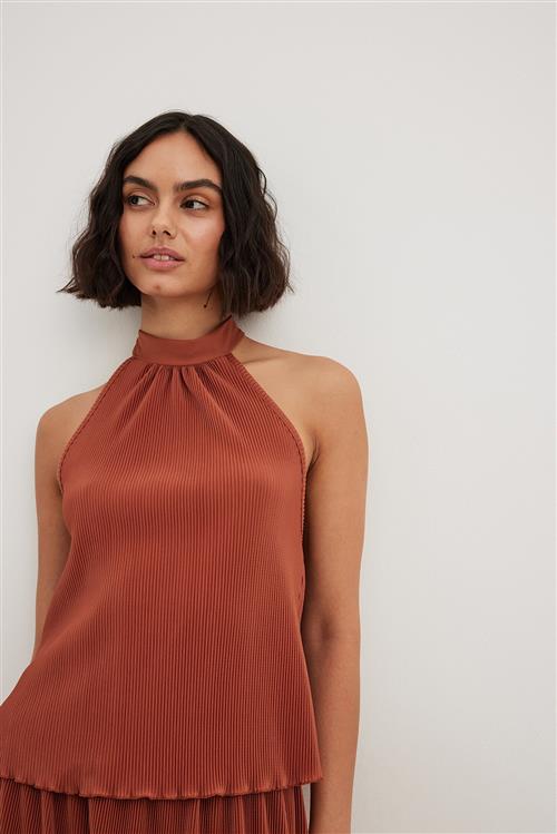 NA-KD Plisseret top med halterneck - Red