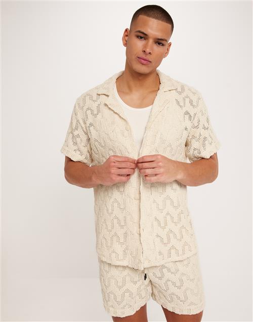 OAS Cuba Crochet Shirt Kortærmede skjorter Beige