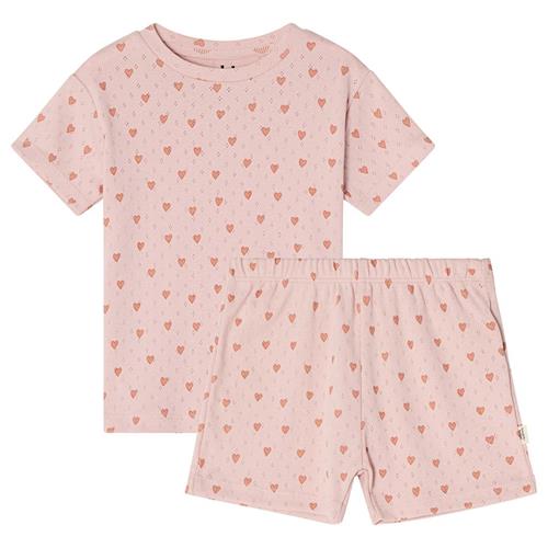 Buddy & Hope Molly GOTS Hjertemønstret Pyjamas Aprikos | Lyserød | 86/92 cm