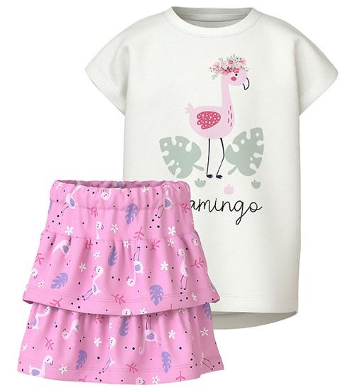 Se Name It Name It SÃ¦t - Nederdel/T-Shirt - NmfVigea - Bright White/Bonbon ved KidsWorld