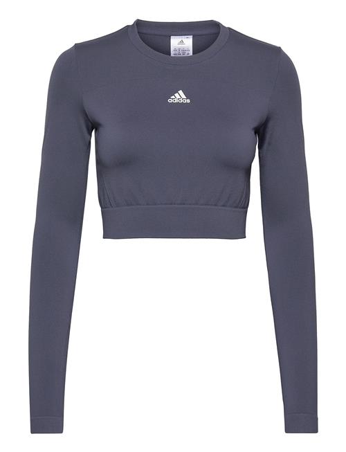 Aeroknit Seamless Fitted Cropped Tee W Adidas Performance Navy