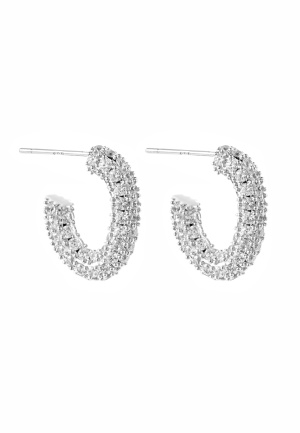 Se BY JOLIMA Monaco Pave Hoops Steel One size ved Bubbleroom