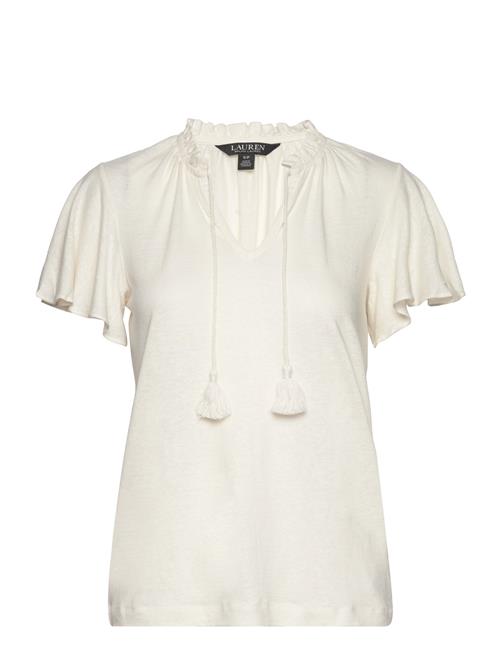 Jersey Tie-Neck Top Lauren Ralph Lauren White