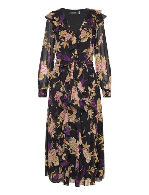 Lauren Ralph Lauren Floral Ruffle-Trim Georgette Dress Lauren Ralph Lauren Black