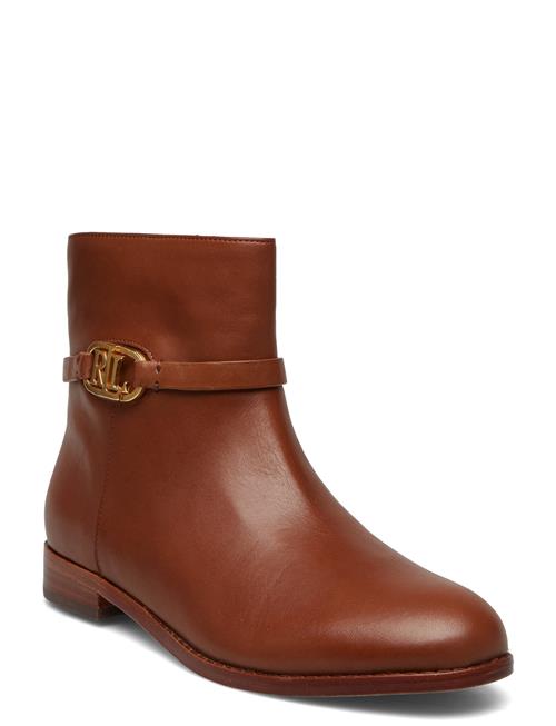 Briela Burnished Leather Bootie Lauren Ralph Lauren Brown