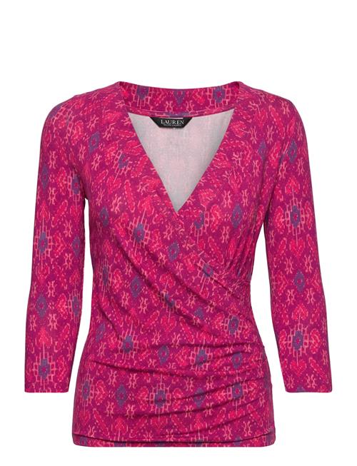 Geo-Print Surplice Jersey Top Lauren Ralph Lauren Pink