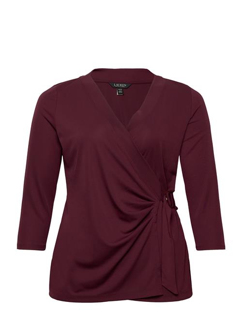 Lauren Women Stretch Jersey Top Lauren Women Burgundy