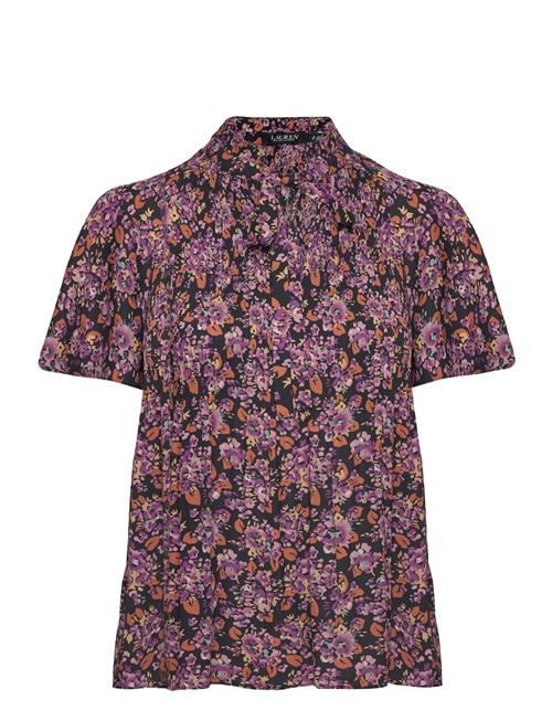 Floral Pleated Georgette Blouse Lauren Ralph Lauren Purple