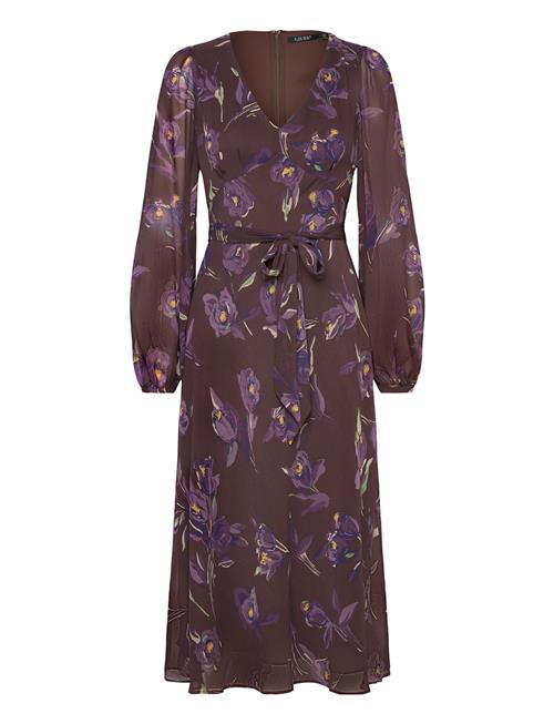 Lauren Ralph Lauren Floral Belted Crinkle Georgette Dress Lauren Ralph Lauren Brown