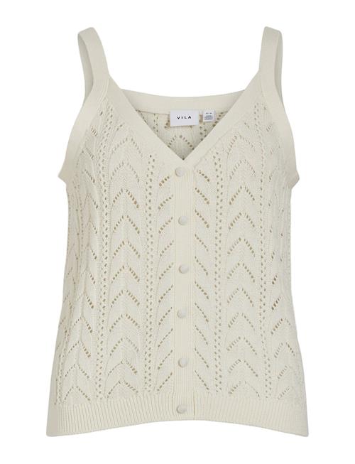 Vila Vietti S/L V-Neck Pointelle Knit Singlet Vila Cream