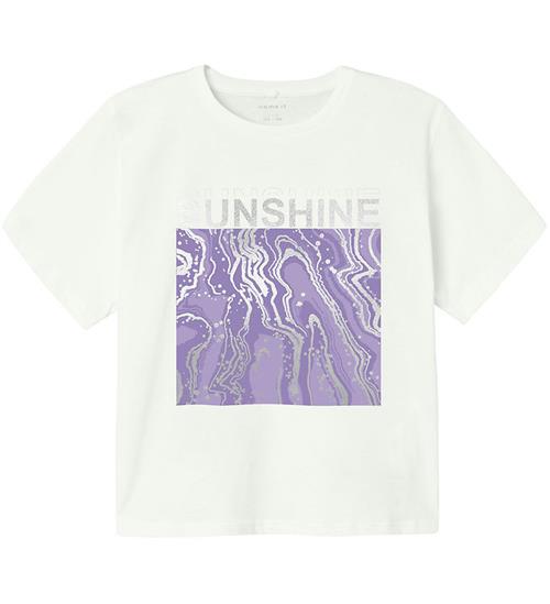 Se Name It Name It T-shirt - Cropped - NkfJavase - Bright White/ Purple Ros ved KidsWorld