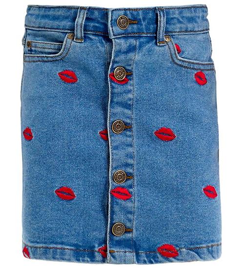 Se The New The New Nederdel - Denim - TnLips - Medium Blue/RÃ¸d m. LÃ¦ber ved KidsWorld