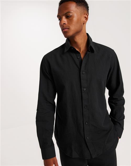 Selected Homme Slhregnew-Linen Shirt Ls Classic Hørskjorter Black